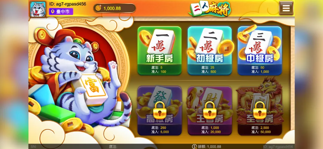 RG二人麻將遊戲畫面1